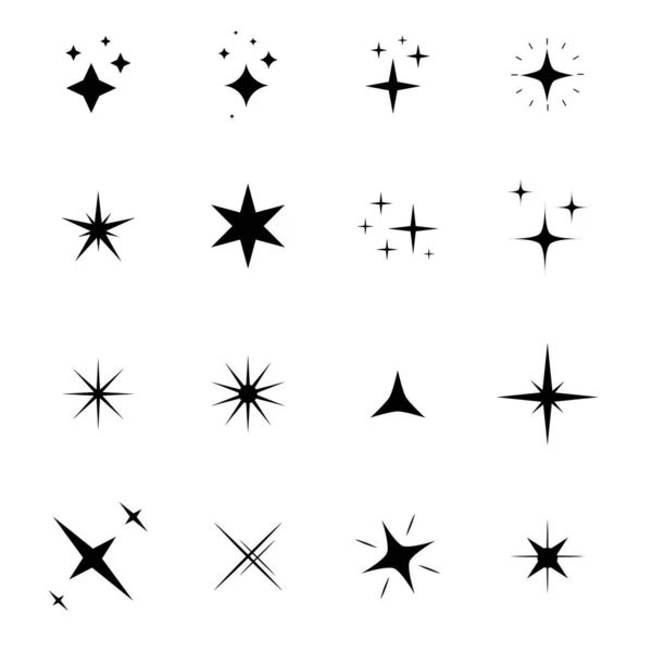 Set of sparkle icon on white background. flat style. stars sparkles icon for your web site design, logo, app, UI. stars black symbol. glint sign. — Stock vektor