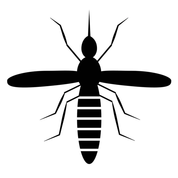 Beyaz arka planda sivrisinek ikonu. Düz stil. Web siteniz için siyah sivrisinek simgesi, logo, uygulama, Ui. Sivrisinek logosu. Sivrisinek işareti. — Stok Vektör