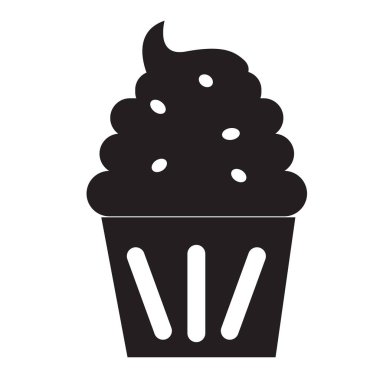 Beyaz arka planda kek ikonu. Düz stil. Kek logosu. Kek sembolü. Kek işareti.. 