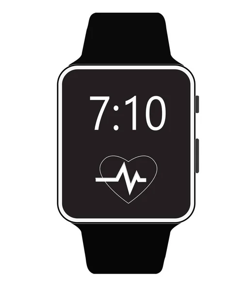 Icône smartwatch sur fond blanc. style plat. enseigne smartwatch. icône de montre intelligente avec horloge et symbole d'application de battement de coeur . — Image vectorielle