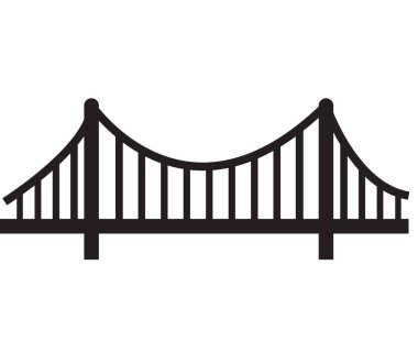 Beyaz arkaplanda köprü simgesi. Düz stil. Basit bir köprü logosu. bina işareti. 