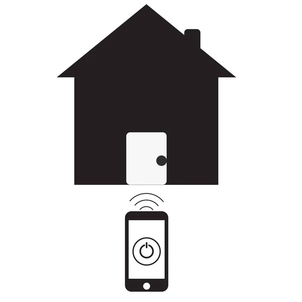 Casa inteligente con wifi y el icono del teléfono inteligente sobre fondo blanco. estilo plano. símbolo de casa inteligente. concepto de hogar inteligente . — Archivo Imágenes Vectoriales