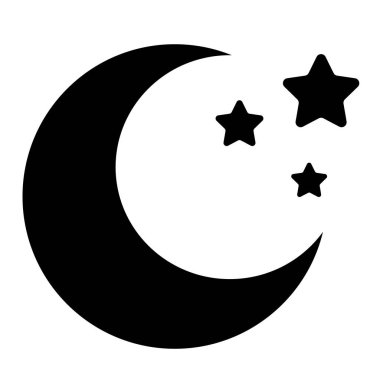 Beyaz arkaplanda ay simgesi. Düz stil. Web siteniz için kara hilal simgesi, logo, uygulama, UI. Ay ve yıldız işareti. 