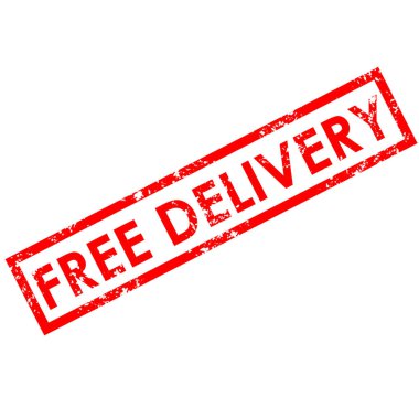Ücretsiz teslimat damgası. Beyaz arkaplanda kırmızı ücretsiz dağıtım damgası.