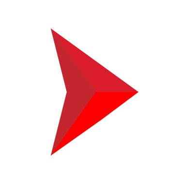 abstract triangular arrow icon on white background. flat style. glossy triangle arrow logo. red arrow symbol. 
