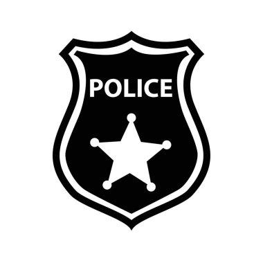 police badge icon on white background. protection law order symbol. Police shield sign.