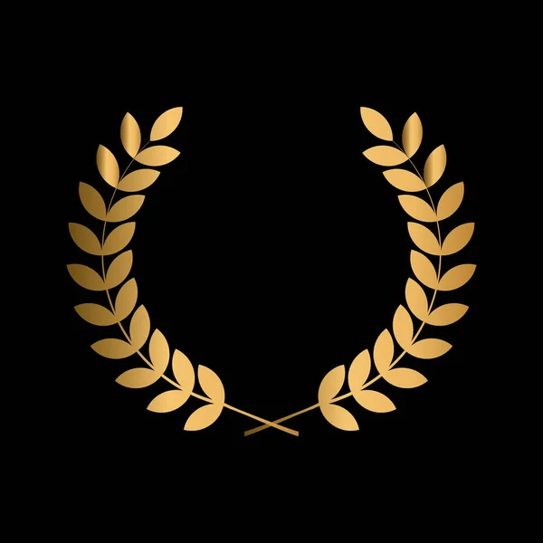 Znak Zwycięzcy Zwycięstwo Symboli Liści Złoty Wieniec Laurel Award — Wektor stockowy