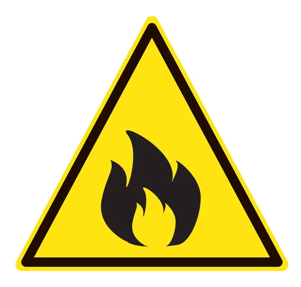 Segnale Allarme Antincendio Sfondo Bianco Segno Infiammabile Simbolo Infiammabile Giallo — Vettoriale Stock