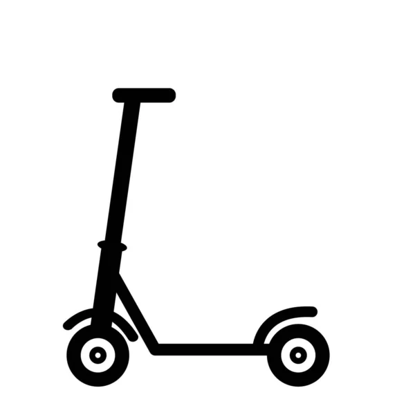 Zwart Kick Scooter Pictogram Witte Achtergrond Scooterteken Balansmotor Symbool Vlakke — Stockvector