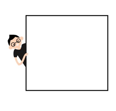 Çocuk boş tabelayı tutuyor. Metnin burada. Boş bir tahtanın arkasından röntgencilik yapan çocuk..