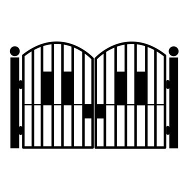 Beyaz arkaplanda kapı simgesi. Çit sembolü düz biçim.