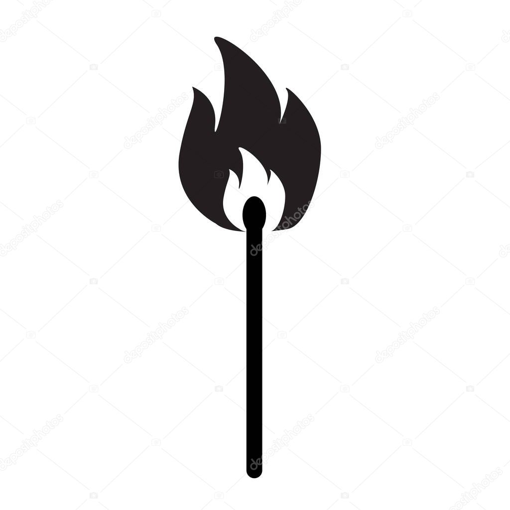Burning match icon on white background. burning match stick sign. lucifer match symbol. flat style.