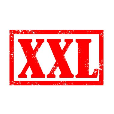 XXL kırmızı pul işareti. Beyaz arkaplanda XXL grunge kauçuk damgası.