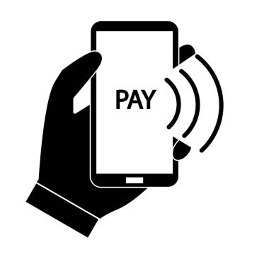 Beyaz arka planda akıllı telefon ikonu olan ödeme. Çevrimiçi ödeme işareti. Ulaşılmaz ödeme sembolü. düz biçim.