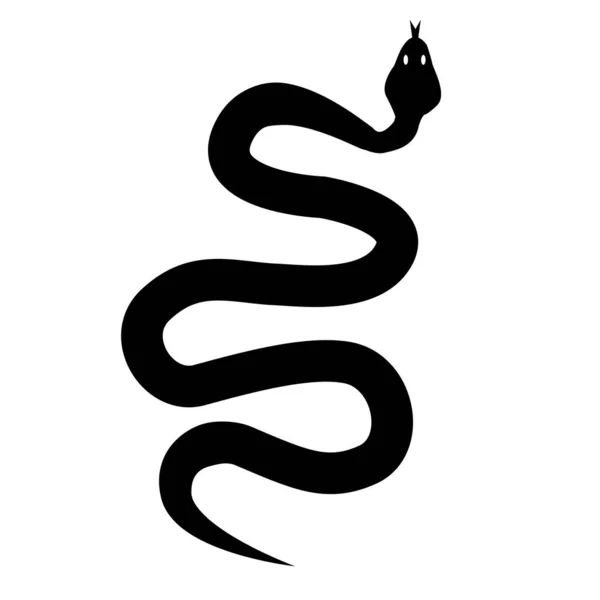 Serpiente Silueta Negra Icono Serpiente Sobre Fondo Blanco Signo Serpiente — Vector de stock