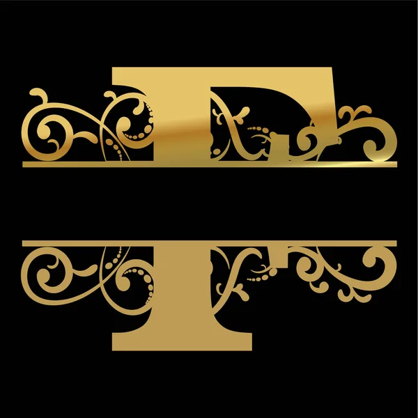 Золота Літера Логотип Старовинний Золотий Квітковий Орнамент Початкові Літери Алфавіт — стоковий вектор