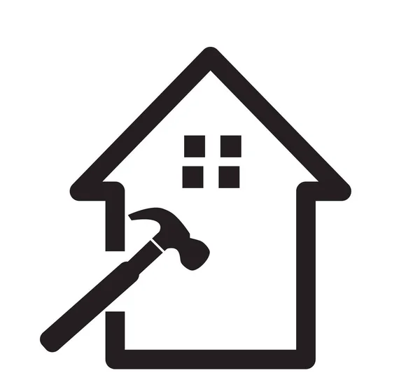 Reparação Casa Fundo Branco Logotipo Reparação Casa Casa Martelo Sinal —  Vetores de Stock
