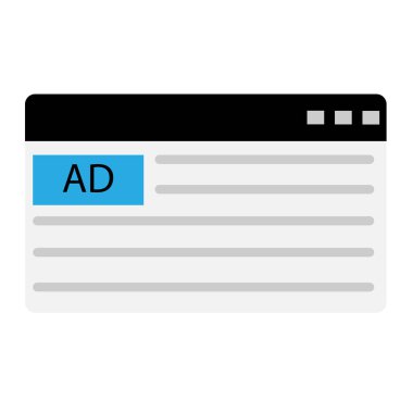 Beyaz arka planda internet reklamları. Reklam tabelası. Online reklam sembolü. düz biçim.