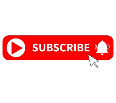 Beyaz arkaplanda kırmızı düğme aboneliği. Abone düğmesi işareti. Sosyal medya sembolü için abone düğmesi. Video kanalı, blog ve bültene abone olun. düz styl
