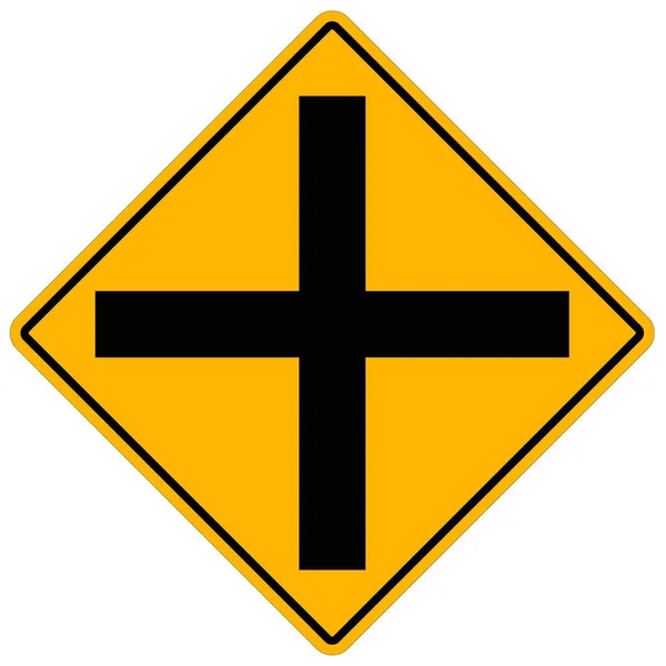 Cruzar Sinal Estrada Frente Símbolo Junção Sinal Aviso Frente Intersecção — Vetor de Stock