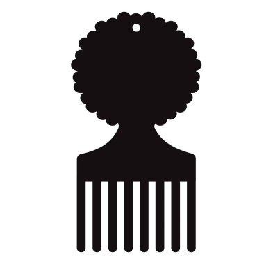 Beyaz arkaplanda afro seçim simgesi. Afro saç fırçası işareti. Afro tarak sembolü. düz biçim. 