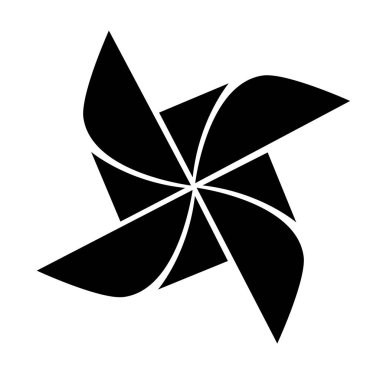 Beyaz arkaplanda fırıldak simgesi. Logo işareti. Kağıt yel değirmeni sembolü Yel değirmeni oyuncağı düz biçim.