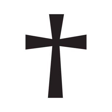 Beyaz arka planda din ikonu. Hıristiyanlık dini sembolü. Düz stil. Bir kilise haçının sembolü.