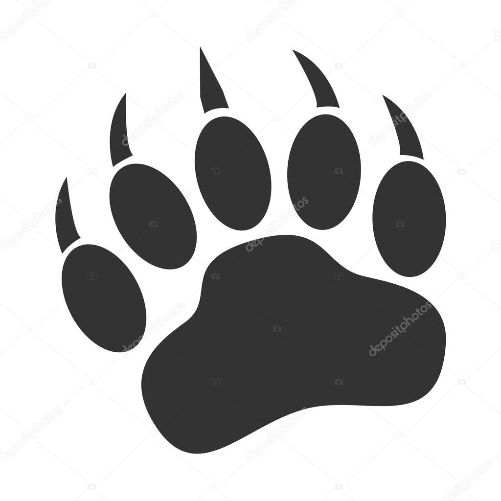 bear paw print icon on white background. bear claw print sign. animal paw symbol. flat style.