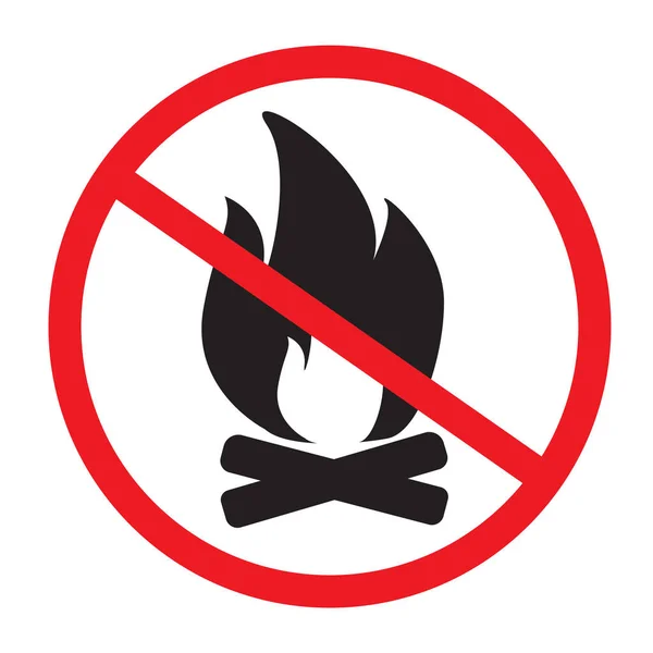 Beyaz Arka Planda Şenlik Ateşi Yasaklanmış Ikon Yok Ateş Işareti — Stok Vektör