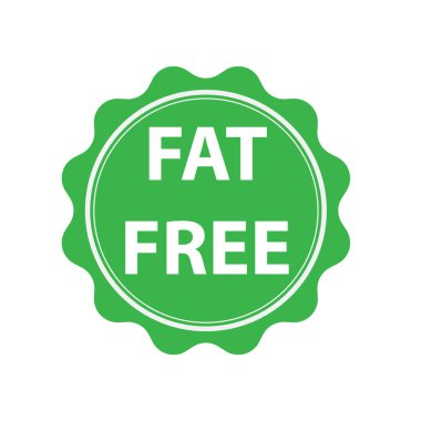 Beyaz arkaplanda yağsız simge. Yağsız etiket işareti. Yağsız çıkartma. düz biçim.