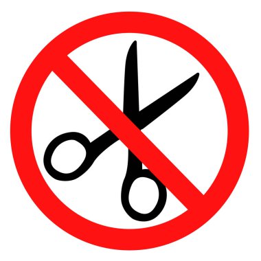 Makas işareti yok. Makas yasak sembol. Makaslar yasaktır. düz biçim.