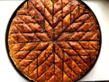 Baklava güneş gibi. Doğu tatlılar. Matematiksel yaklaşım. Gıda simetri ve normlar