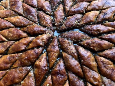 Baklava güneş gibi. Doğu tatlılar. Matematiksel yaklaşım. Gıda simetri ve normlar