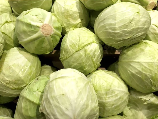 white-green cabbage. Vegetables. Fragment from a fruit and vegetable shop