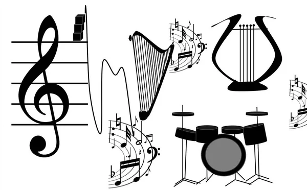 Musical Instruments Free Form Music Itself Illustration Background — Stock Photo, Image