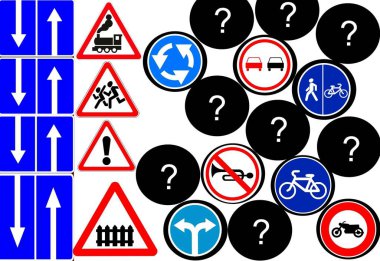 Yol trafik işaretleri. İllüstrasyon, arka plan