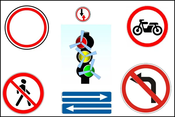 Road Traffic Signs Illustration Background — Stock Photo, Image