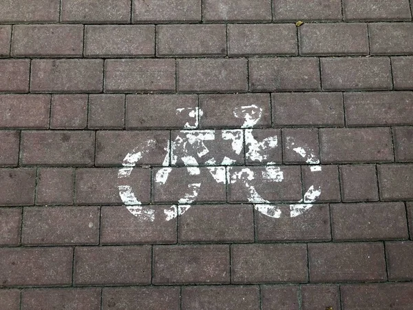 Estrada Cidade Para Ciclistas Sinal Bicicleta — Fotografia de Stock