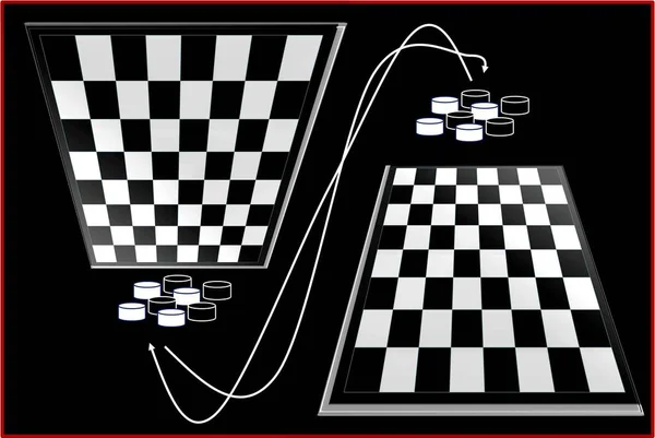 The illustration shows a board for checkers, chess and other games. Illustration, background.