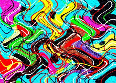 Renkli boyalar eriterek. Dalgalı çizgiler illüstrasyon, arka plan soyutlama