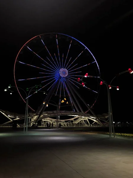 Roda Gigante Noite Uma Série Panorama Baku — Fotografia de Stock