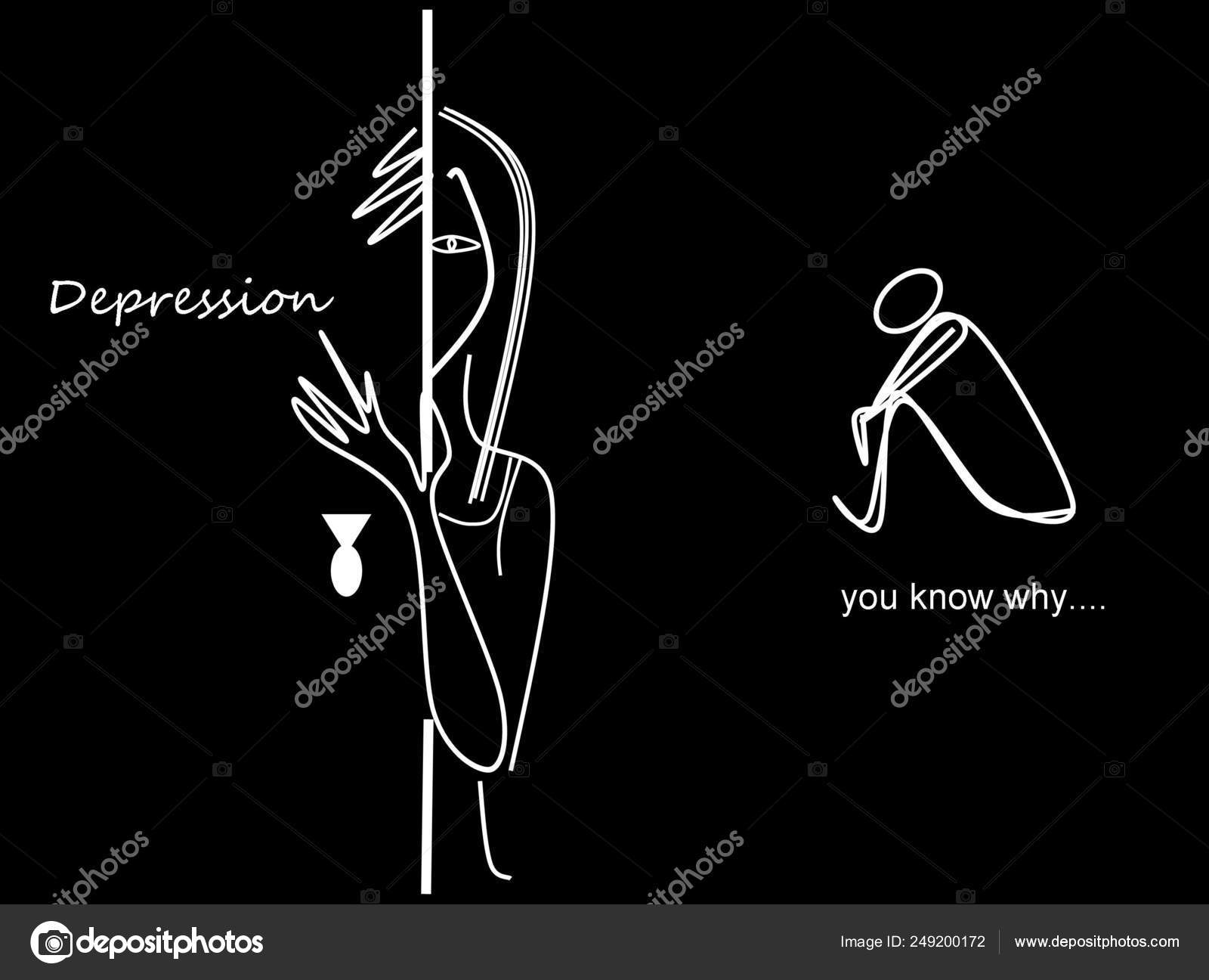 Depression Alone Man Alone Woman Black White Picture Illustration Background  Stock Photo by ©.az 249200172