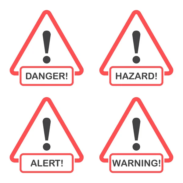 Reihe Von Aufmerksamkeitssymbolen Gefahr Gefahr Alarm Warnung — Stockvektor