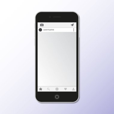 Siyah smartphone ile sosyal ağ perde. Vektör çizim.