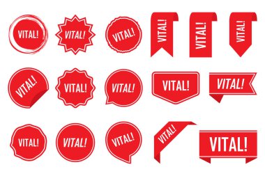 Vital tag set in red. Vector illustration. clipart