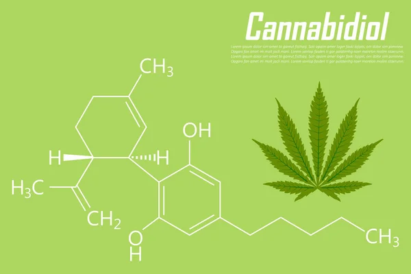 Cannabidiol Fórmula Molécula Fundo Com Ícone Maconha — Vetor de Stock