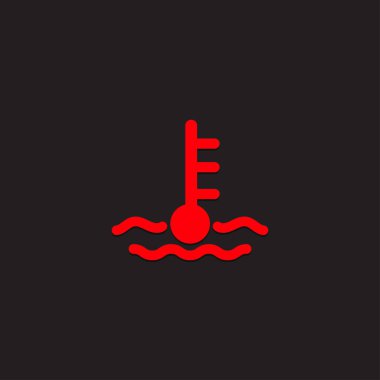 Car dashboard panel icon on a black background. Engine Cooling System. clipart