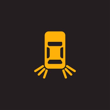 Araba Pano Paneli simgesi siyah bir arka plan. Arıza taillights ampul.