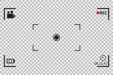 Saydam bir arka plan üzerinde kamera çerçeve vizör. Vektör çizim.