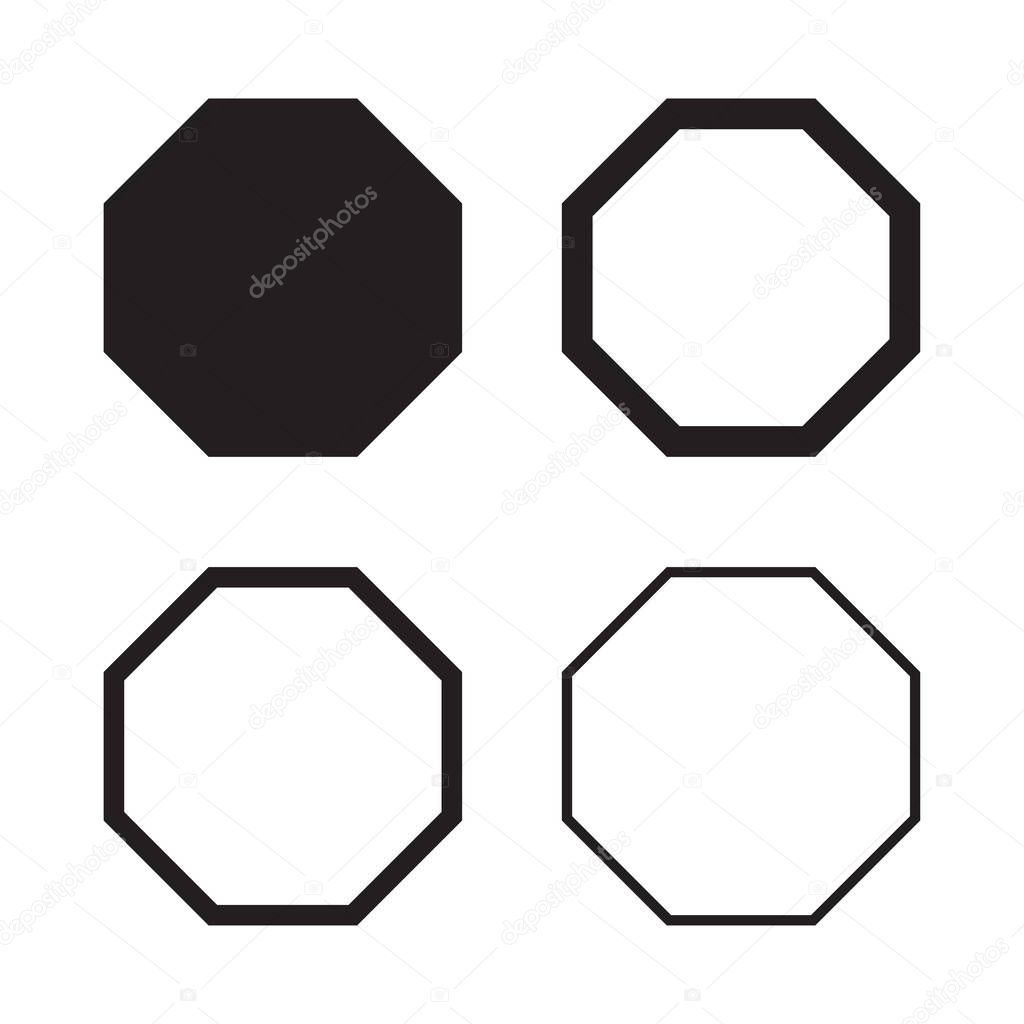 Set of octagon in balck for your design. Vector illustration.
